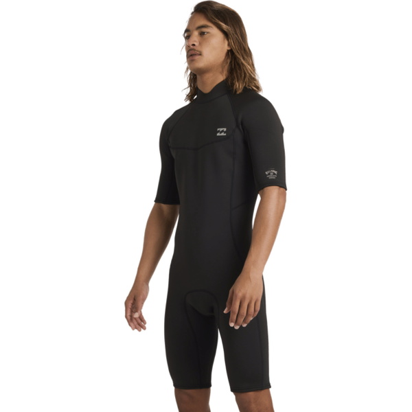 2026 Billabong Männer Absolute 2mm Rückenreißverschluss Shorty Neoprenanzug 24AW251601 - Black